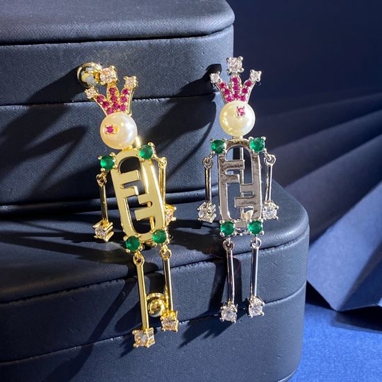 Fendi Cartoon Rhinestone Pearl Brooch
