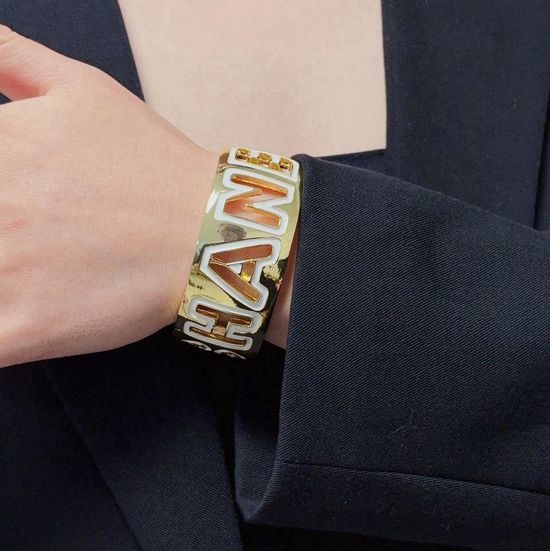 Chanel Hollow Out Open Bangle Classic Jewelry