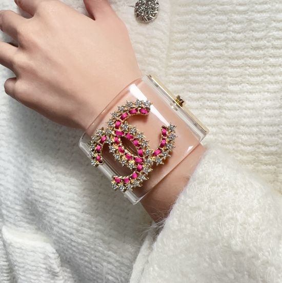 Chanel Acrylic Gold Plated Bangle Luxury Jewelry