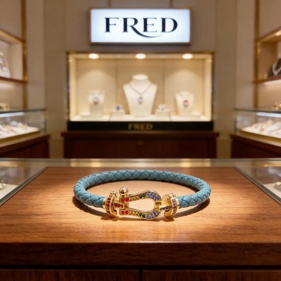 Fred Diamond Horseshoe Buckle Leather Bangle