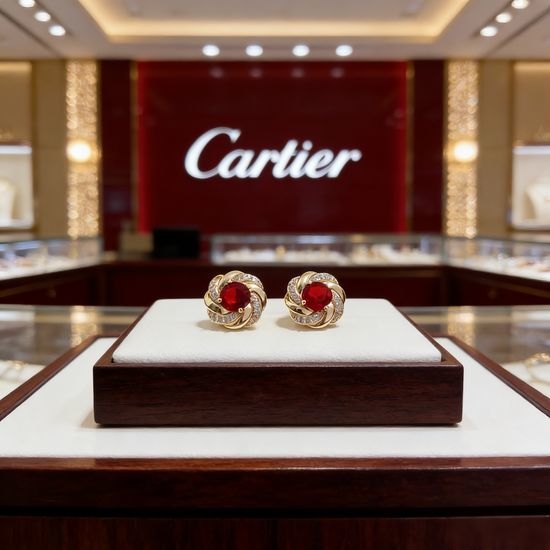 Cartier Diamond Inlaid Classic Stud Earrings