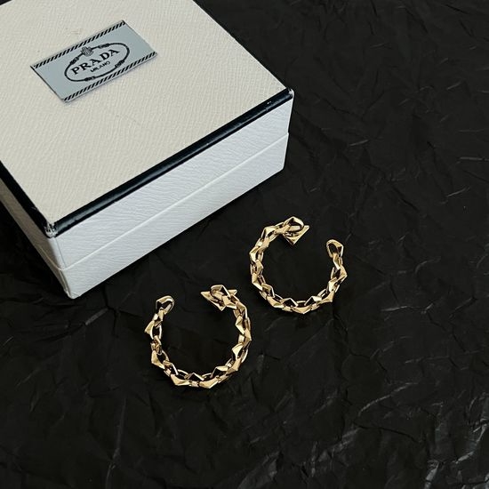 Prada Classic Triangle Shape Stud Earrings