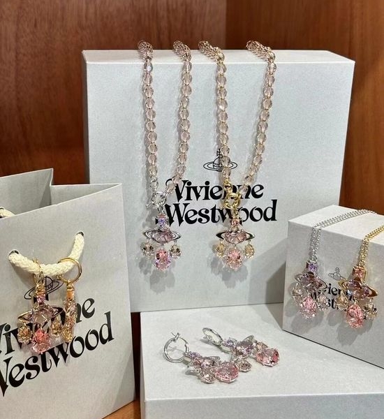Vivienne Westhood Crystal Saturn Pendant Necklace