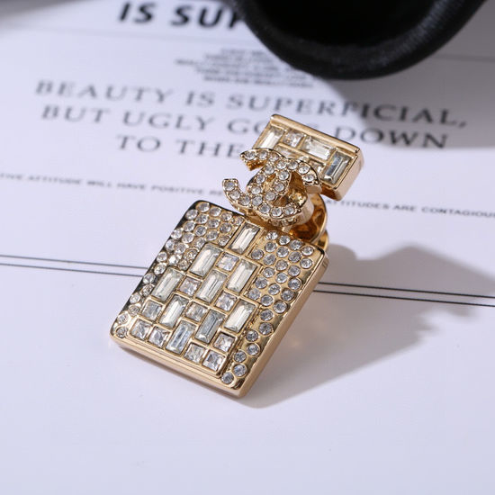 Chanel Perfume Bottle Diamond Double C Brooch