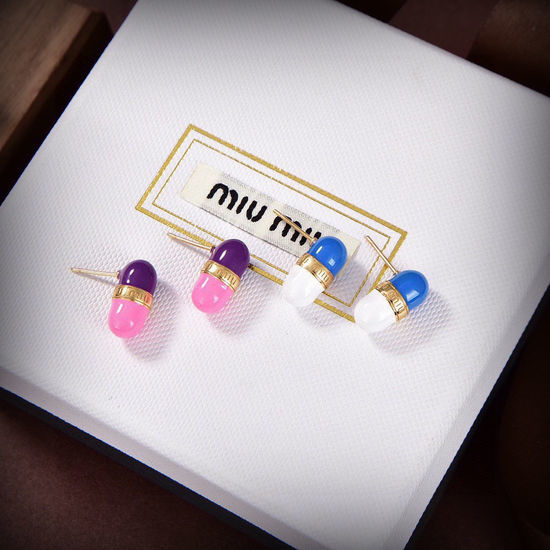 Miu Miu Pill Shape Stud Earrings Classic Design