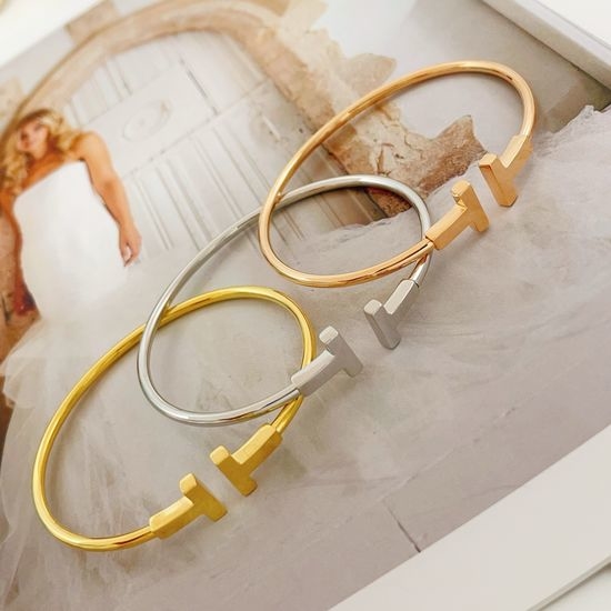 Tiffany & Co. Polished Double T Cuff Bangle