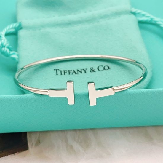 Tiffany & Co. Silver Smooth Double T Bangle