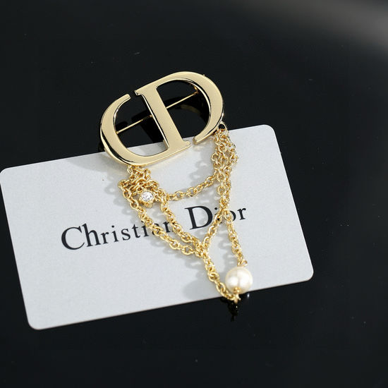 Christian Dior CD Chain Letter Delicate Brooch