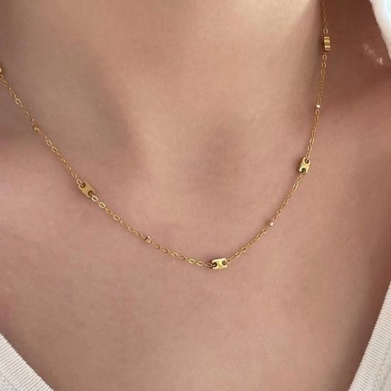 Celine Engraved Hollow Pendant Necklace