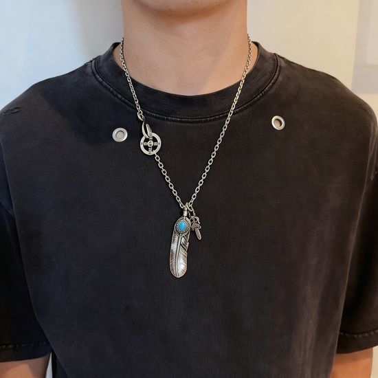 Chrome Hearts Vintage Feather Sword Pendant Necklace