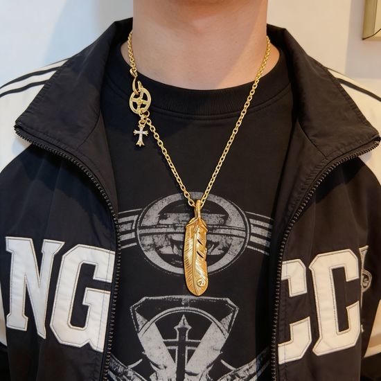 Chrome Hearts Vintage Feather Claw Cross Necklace