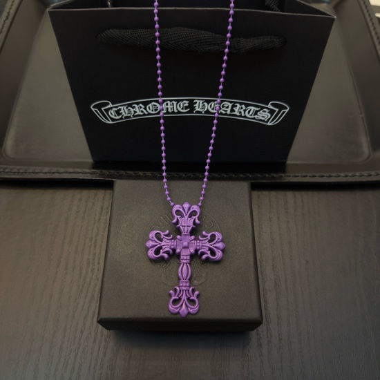 Chrome Hearts Vintage Flame Cross Resin Pendant Necklace