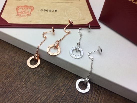 Cartier Classic Double Ring Tassel Stud Earrings