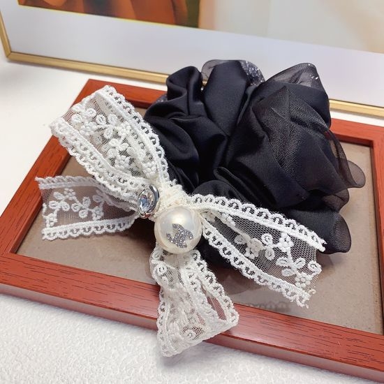 Chanel Lace Bow Elastic Hair Scrunchie Accessory