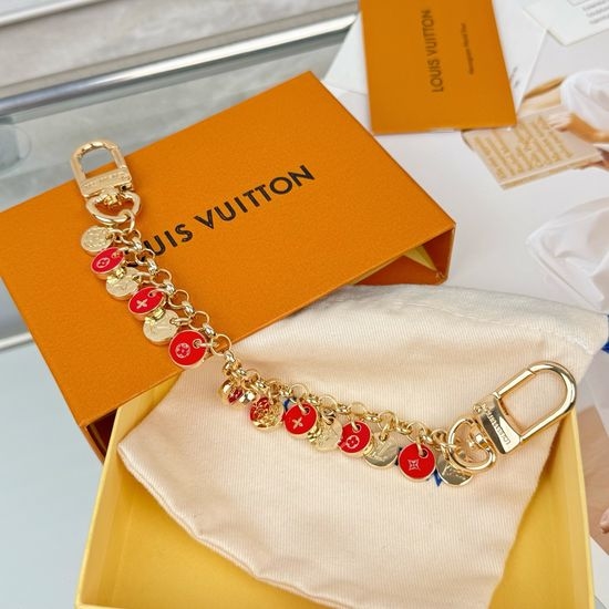 Louis Vuitton LV Floral Engraved Bag Pendant Keychain