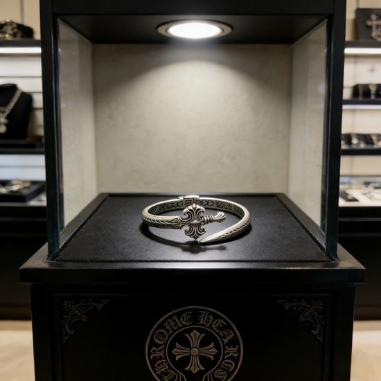 Chrome Hearts Textured Embossed Vintage Cuff Bracelet