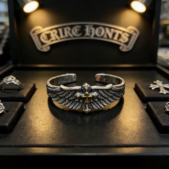 Chrome Hearts Vintage Engraved Open Cuff Bracelet