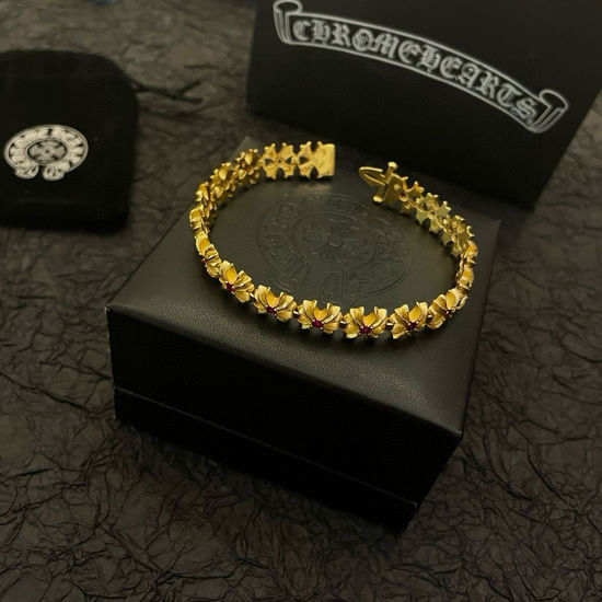 Chrome Hearts Vintage Pink Zircon Cross Pattern Bracelet