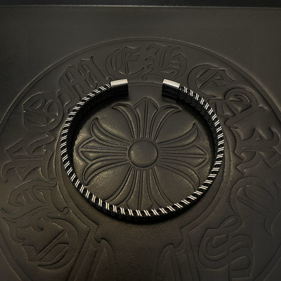 Chrome Hearts Vintage Leather Cord Bracelet Retro Punk Style
