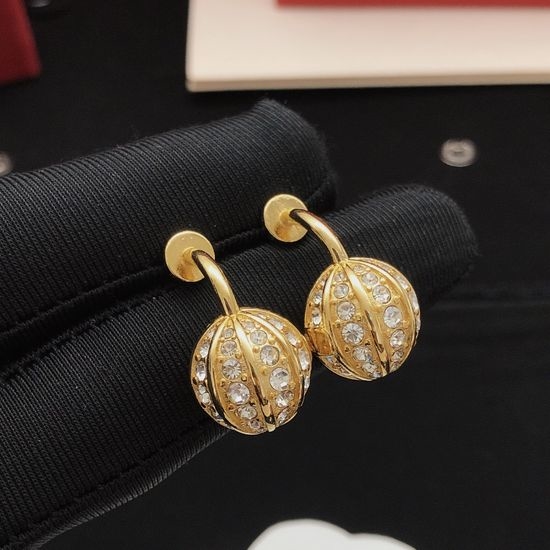 Valentino Round Cherry Pattern Stud Earrings
