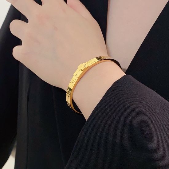 Chanel Carved Perfume Bottle Inlaid Bangle