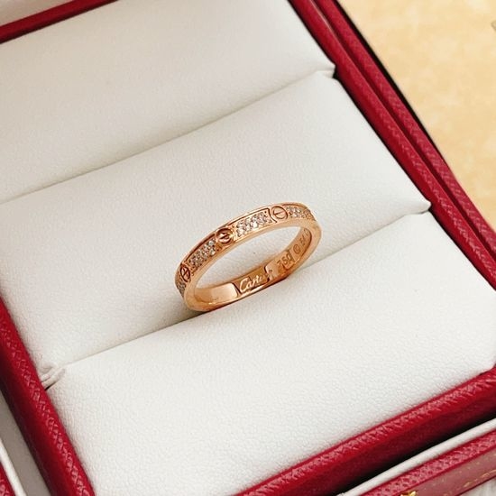 Cartier Rose Gold Two Row Pave Diamond Ring