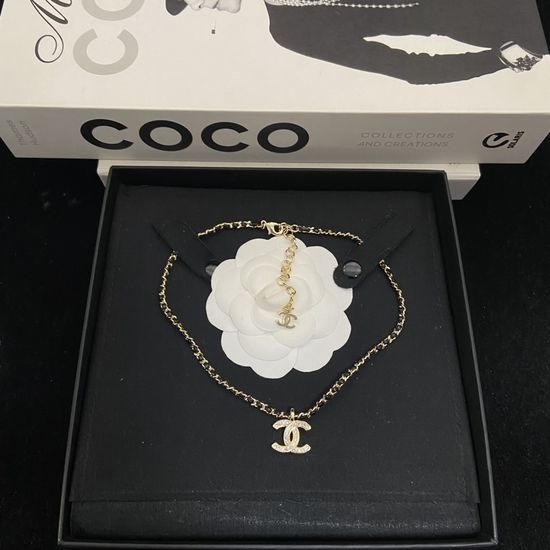 Chanel Leather Chain Double C Pendant Necklace