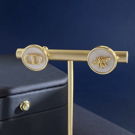 Christian Dior CD Shell Decor Mismatch Stud Earrings