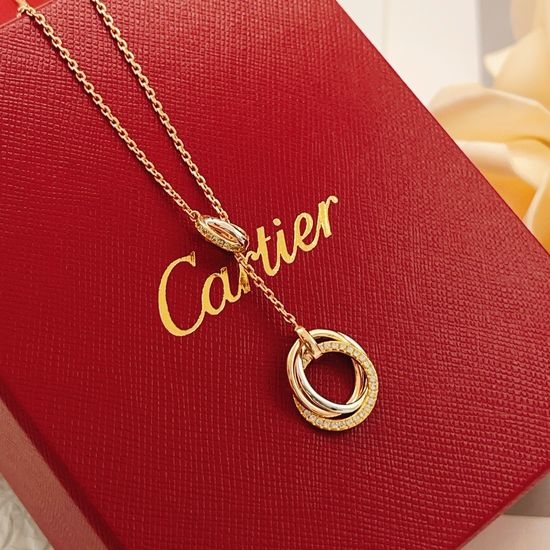 Cartier Diamond Inlaid Three Ring Necklace
