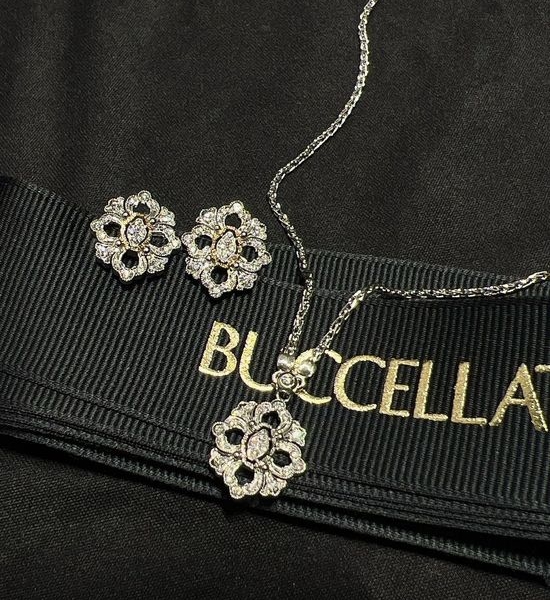 Celine Crafted Rhinestone Two Tone Earrings