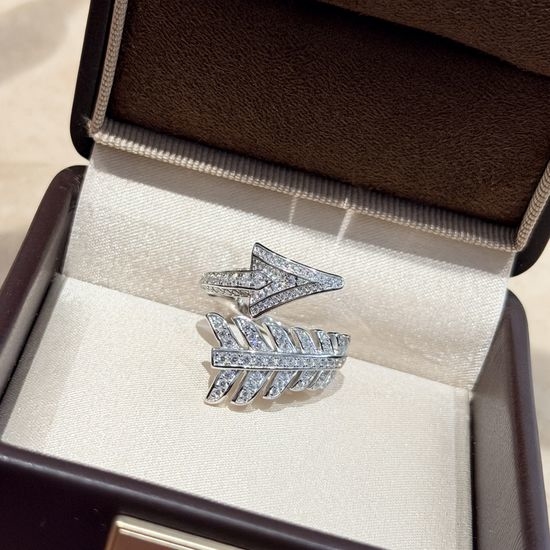 Boucheron Feather Pave Zircon Adjustable Ring