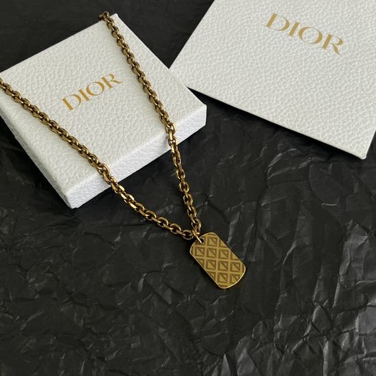 Christian Dior CD Vintage Dior Charm Necklace in Brass