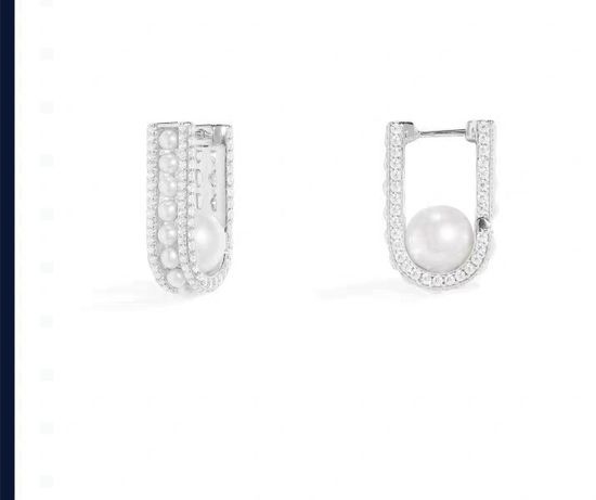Apm monaco Paved Hoop Pearl Elegant Fashion Earrings