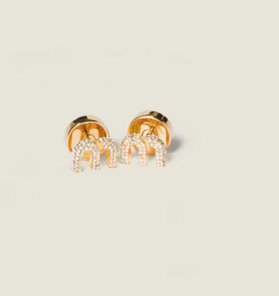 Miu Miu Crystal Pearl Inlaid Stud Earrings