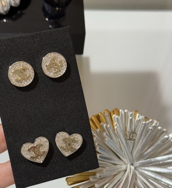 Chanel Two Tone Full Diamond Stud Earrings