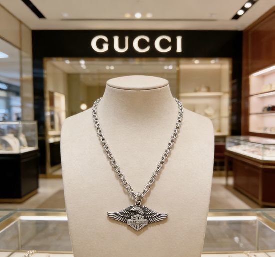 Gucci Vintage Silver Double G Eagle Necklace