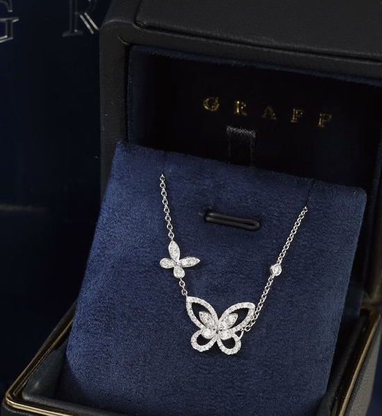 Graff Rhinestone Butterfly Pendant Necklace