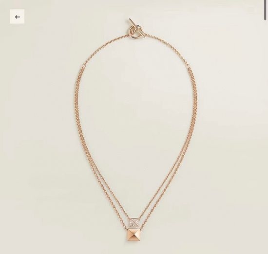 Hermes Rhinestone Rivet Double Layer Necklace
