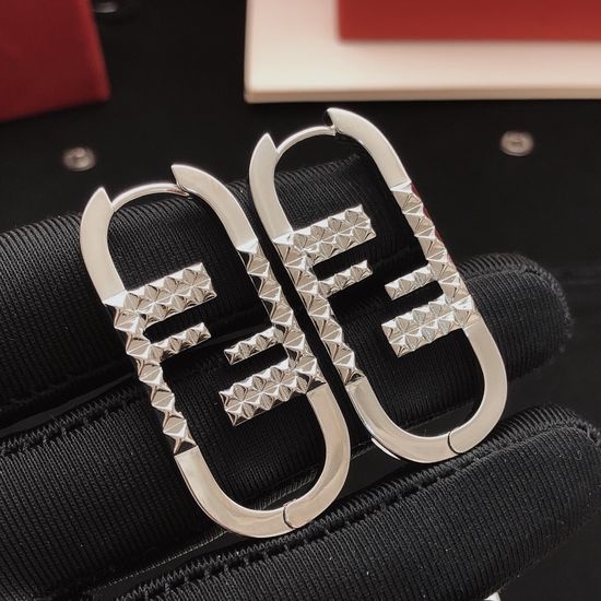 Fendi Quilted Smooth Surface Stud Earrings