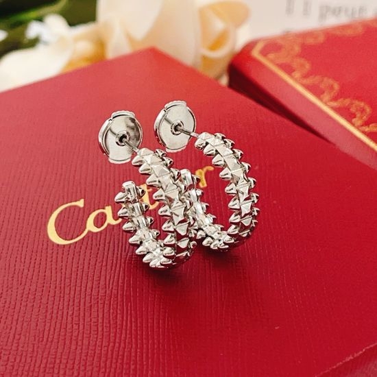 Cartier Silver Rivet Design Unique Stud Earrings