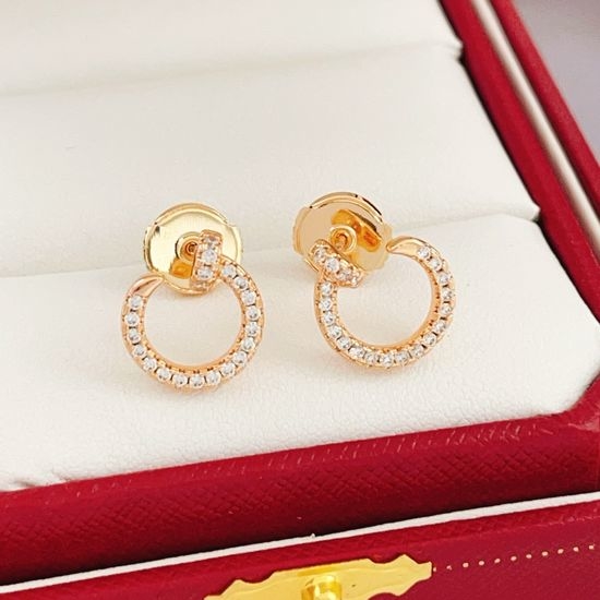 Cartier Rose Gold Inlaid Nail Stylish Stud Earrings