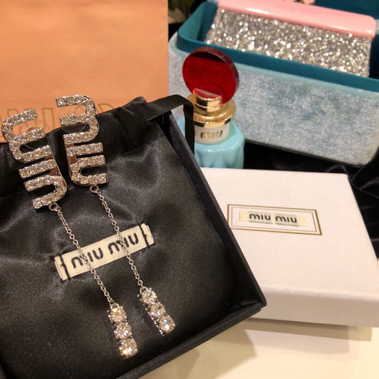 Miu Miu Rhinestone Tassel Drop Earrings