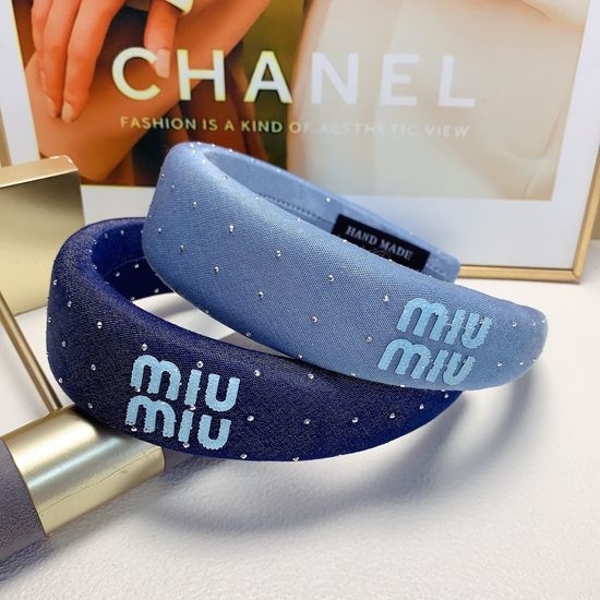 Miu Miu Denim Star Rhinestone Hair Hoop