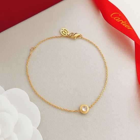 Cartier Gold Single Diamond Brass Bracelet