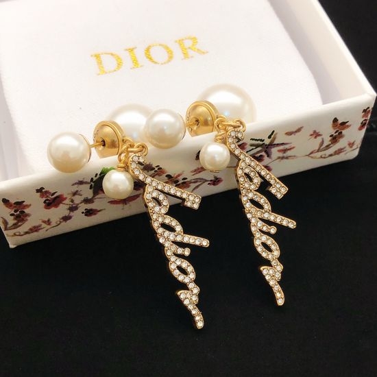 Christian Dior CD Tassel Drop Stud Earrings Graceful