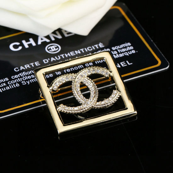 Chanel Rhinestone Logo Brooch Stylish Elegant Accessory