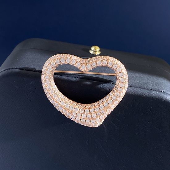Tiffany & Co. Full Diamond Hollow Heart Brooch