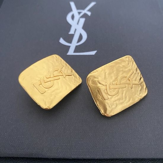Yves Saint Laurent YSL Geometric Square Clip On Stud Earrings