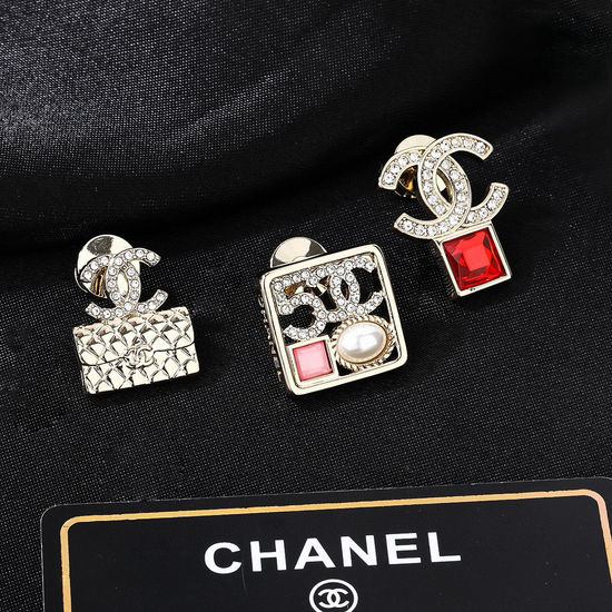 Chanel 3-piece Set Pearl Rhinestone Brooch