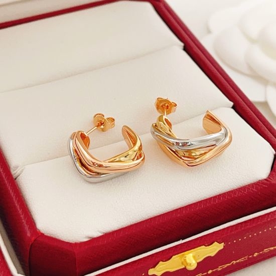 Cartier Tri Color Square Shaped Fashion Earrings